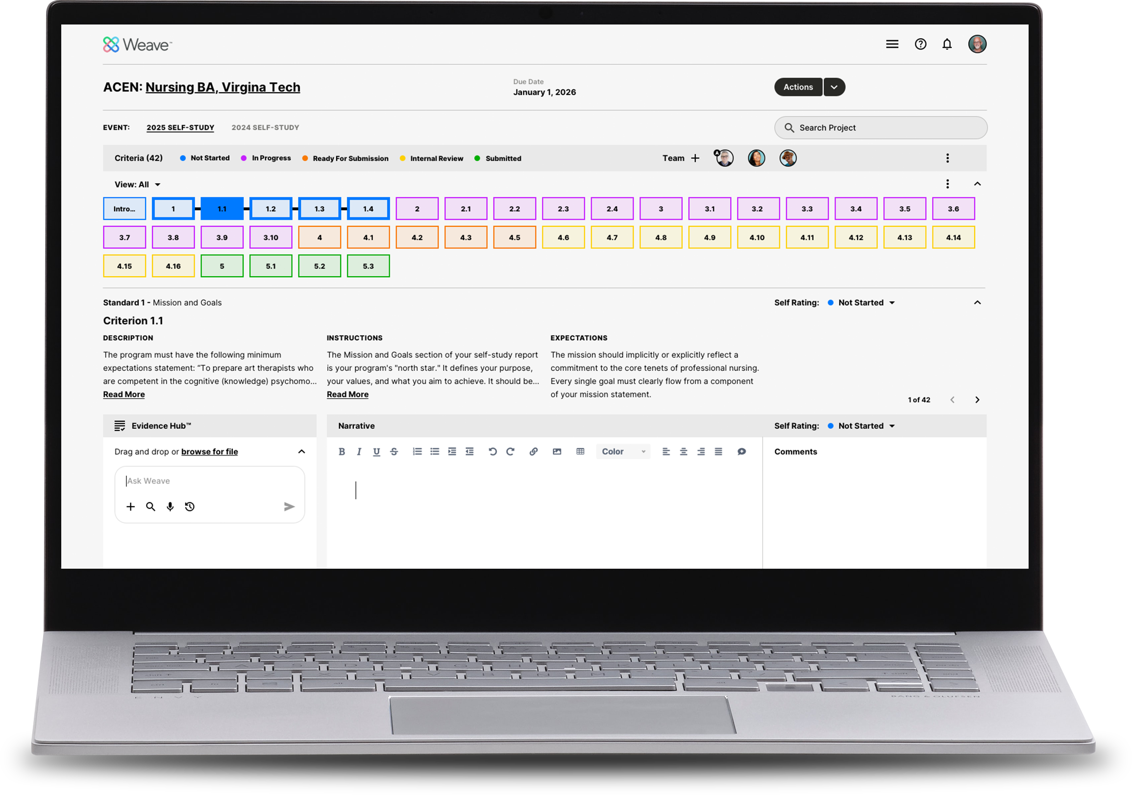 laptop with screenshot of Weave Accreditation
